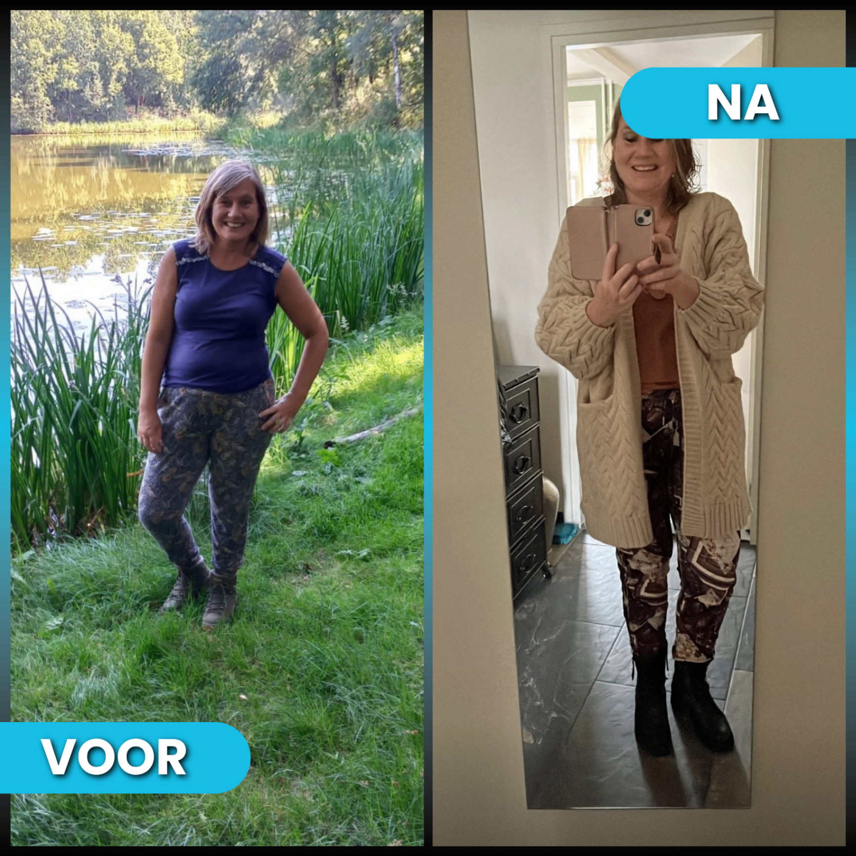 Echt before and after resultaat van een vrouw die met Daily Coaching afviel